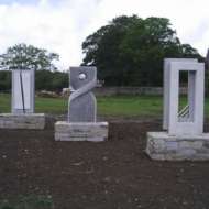 11 Circle of Life - Carrara marble, cut limestone and steel three piece sculpture on the Post Office Field, Ennis